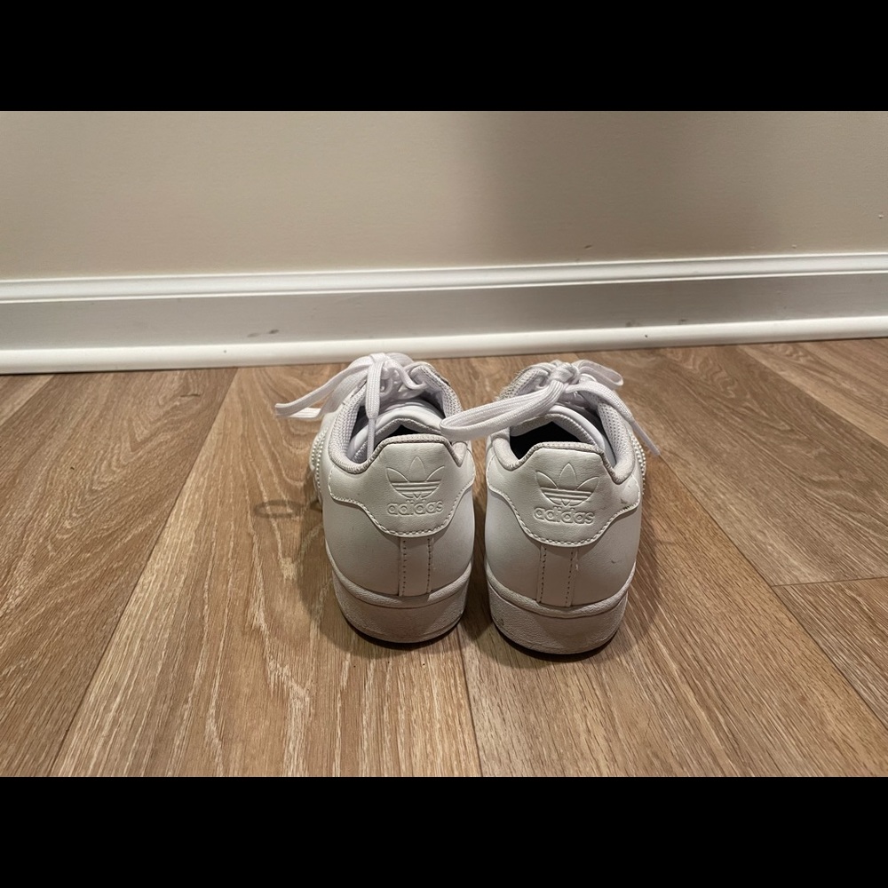 All White Adidas Superstar Sneakers - Picture 6 of 8